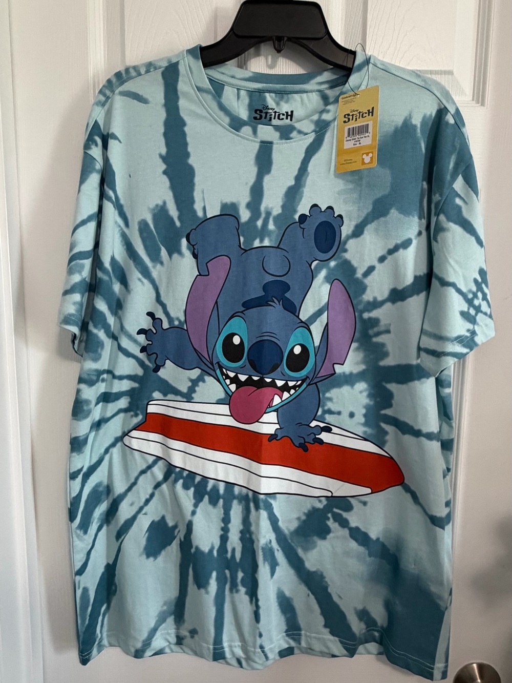 BNWT DISNEY LICENSED LILO AND STITCH UNISEX BLU TYE DYE T-SHIRT EXTRA LARGE (XL)
